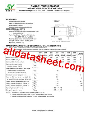 SM4007 Datasheet PDF Shunye Enterprise