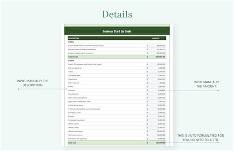 Business Start Up Costs Spreadsheet Template In Word Google Docs