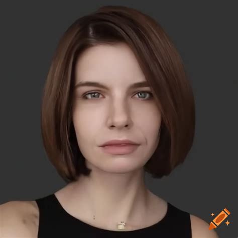 Photorealistic Portrait Of A Serious Brunette Woman With A Layered Bob Hairstyle On Craiyon