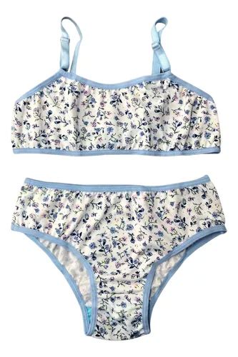 Kit 3 Conjuntos Lingerie Infantil Calcinha E Top Menina Moça Parcelamento sem juros