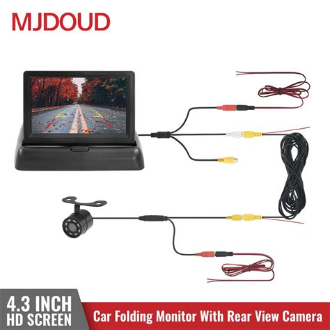 MJDOUD cámara de visión trasera para coche Monitor plegable de 4 3