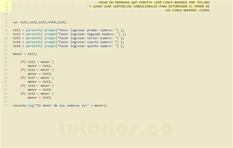 Sentencia If Else Javascript El Menor De Cinco Numeros Tutorias Co