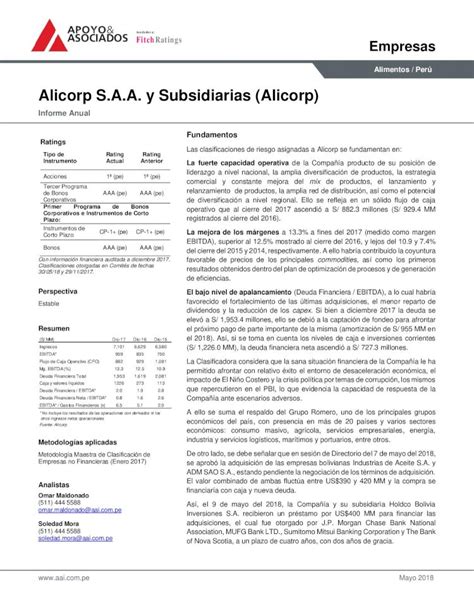 Pdf Alicorp S A A Y Subsidiarias Alicorp Contenidos Valorfuturo