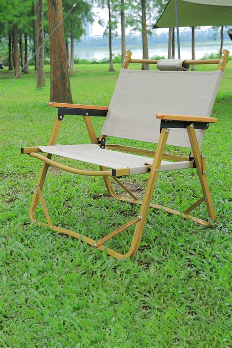 Camping 61cm H Wooden Camping Chair Portable Outdoor Armchair