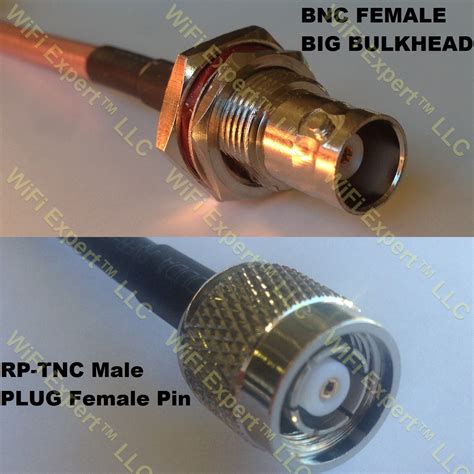 Rg Bnc Female Big Bulkhead To Rp Tnc Male Coaxial Rf Pigtail Cable