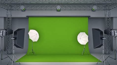 Premium Photo | A green screen in a studio with a green screen in the background.