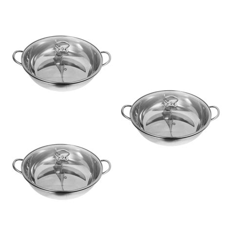 Hemoton Pcs Hot Pot Set Fondue Sets Hot Pot Pan Double Handle Hotpot Pot For Restaurant Home