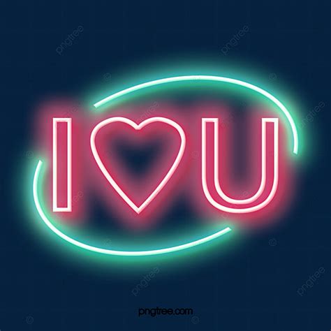 Pink Valentine Love Neon Light Element Love Heart Love Neon Element