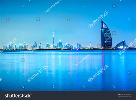 Dubai Skyline At Dusk Uae Stock Photo Shutterstock