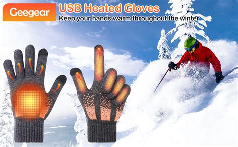 Geegear Usb Heated Gloves For Women Men Heating Mittens Full Finger