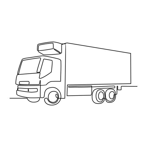 One continuous line drawing of truck as land vehicle with white ...