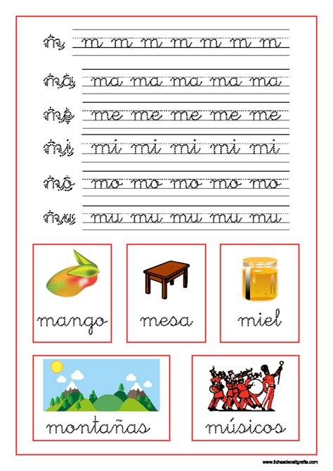 Ejercicio Caligrafia Imprimir Silabas Letra M Y Vocales Evaluacion