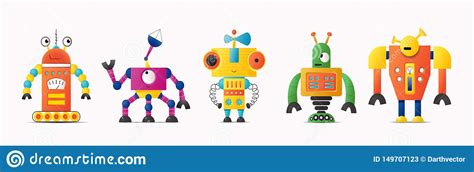 Set of Cute Vector Robot or Monster Characters for Kids Stock Vector ...