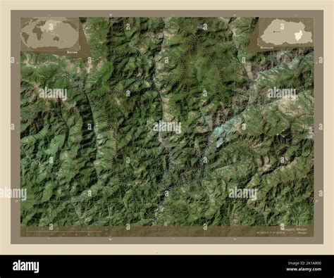 Monggar, district of Bhutan. High resolution satellite map. Locations ...