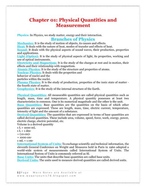 9th Class Physics Chapter 01 Physical Quantities And Measurement Notes Free Download