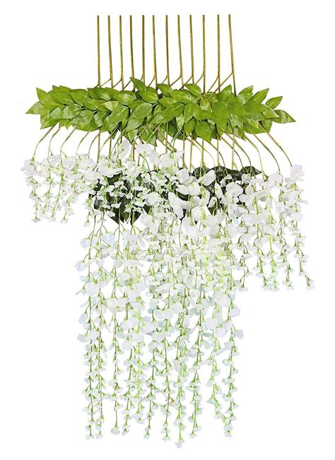 Set Of 6 Artificial Fake Flowers Vine Silk Wisteria Hanging Garland