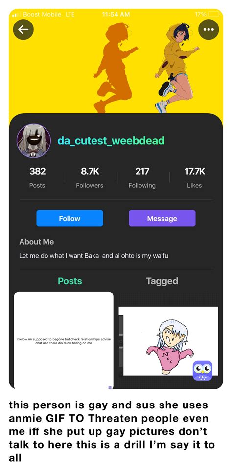 This Person Is Gay And Sus She Uses Anmie TO Threaten People Even Me Iff She Put Up Gay