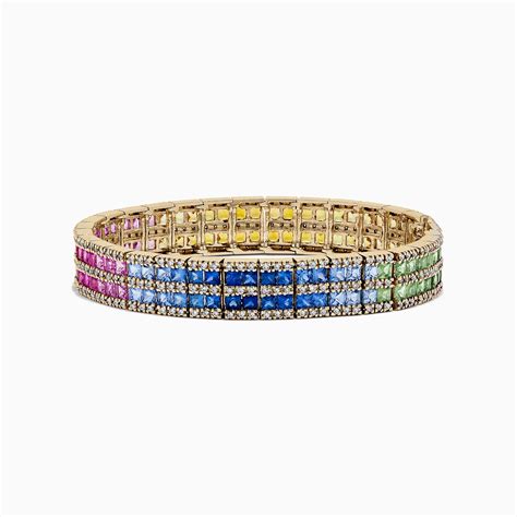 Effy Watercolors 14k Yellow Gold Multi Sapphire And Diamond Bracelet