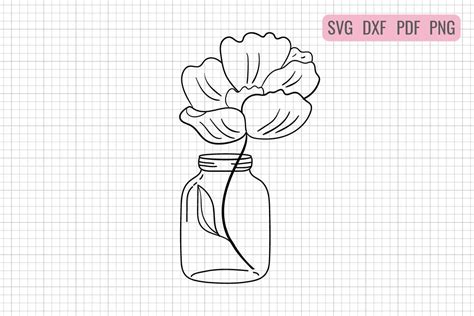 Wildflowers Mason Jar Flowers Svg Cricut Graphic By Becraftydigital