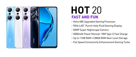 World Premiere Infinix HOT 20 4GB 128GB Smartphone 6 82inch 90HZ Screen Helio G85 Mobile Phone