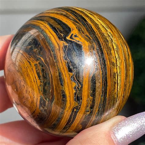 Tigers Eye XL Sphere With Blue Yellow Copper Banding - Etsy