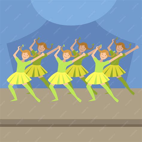 Apresentação de dança moderna sincronizada para crianças | Vetor Premium