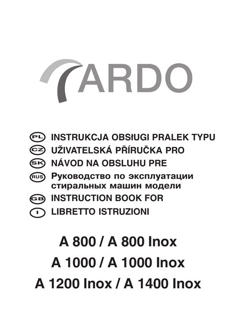 Ardo A1000X User Manual | 88 pages | Also for: A 800, A 1200 Inox, A ...
