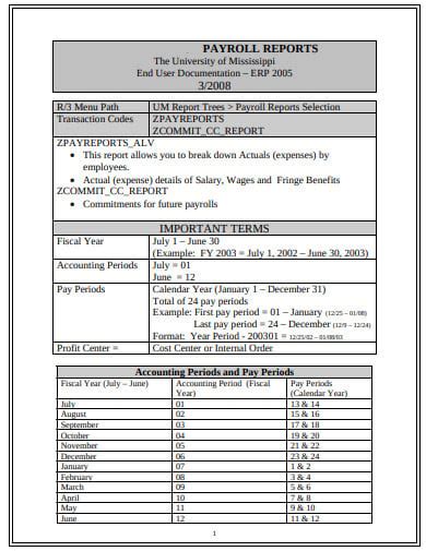 10+ Payroll Report Templates in PDF | DOC