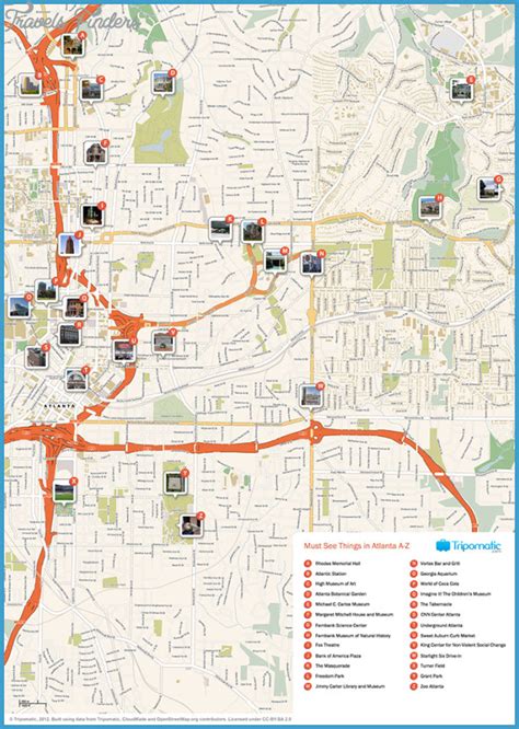 Atlanta Map Tourist Attractions - TravelsFinders.Com