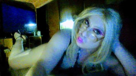 Crossdresser Krissy Sweets In Lingerie And High Heels With Fishnets Jacking Off Off Gay Porn