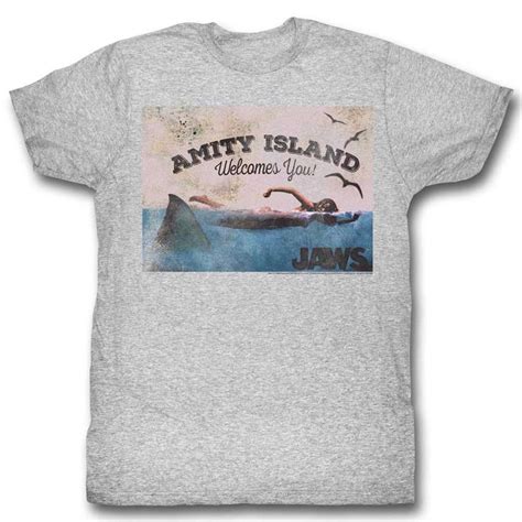 Jaws Shirt Amity Island Welcomes You Athletic Heather T Shirt Jaws