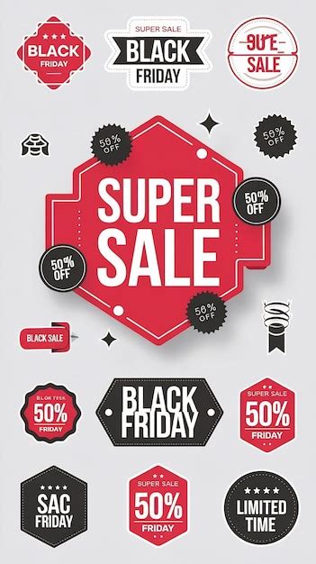 Set Of Black Friday Stickers Labels Badges Vector Design Modern Trendy