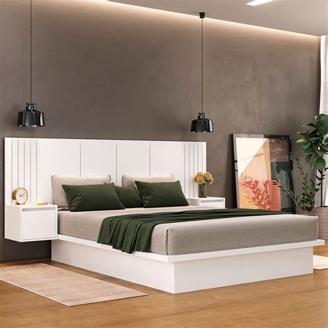 Cama Casal Mesa De Cabeceira Branco Foscarini