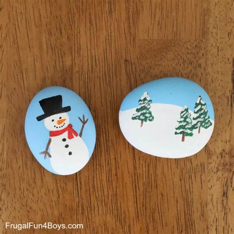 Winter Rock Painting Ideas Frugal Fun For Boys And Girls