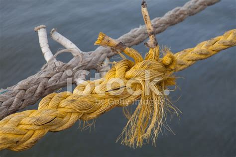 Frayed Mooring Tether Rope Stock Photos