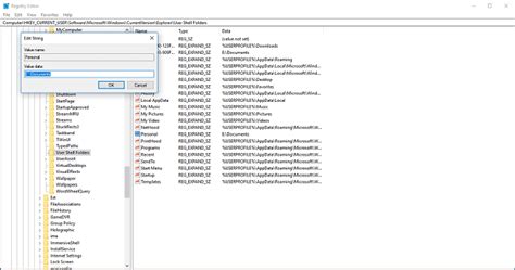 Use Registry Editor To Move User Folder To Another Drive