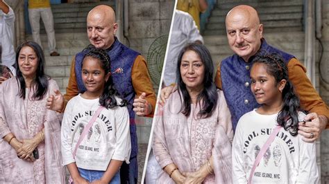 Anupam Kher Arrives With Satish Kaushik Wife And Daughter At Satish