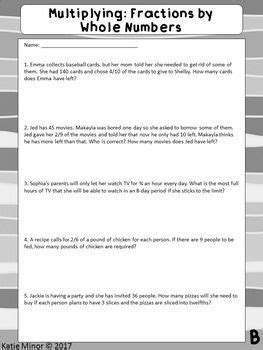 Multiplying Fractions By Whole Numbers Worksheet