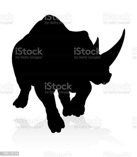 Rhino 동물 실루엣 검은색에 대한 스톡 벡터 아트 및 기타 이미지 검은색 그림자 달리기 Istock