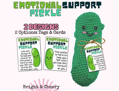 Emotional Support Pickle Tags And Cards Tags For Handmade Crochet