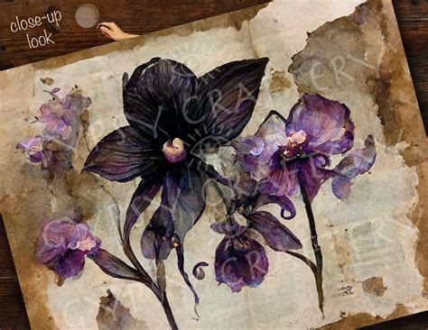 Dark Orchids Junk Journal Papers Printable Journal Pages Etsy