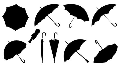 Premium Vector Silhouette Umbrellas Set Isolated Vector