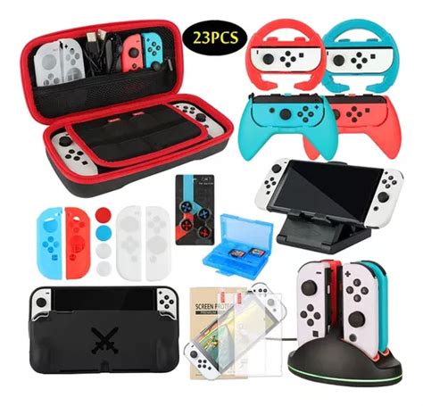 Kit Estuche Nintendo Switch 23 Piezas Funda Vidrio Templado Envío gratis