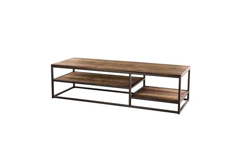 Table Basse Rectangle Bois Massif Et Métal 2 étagères Sula Decome Store