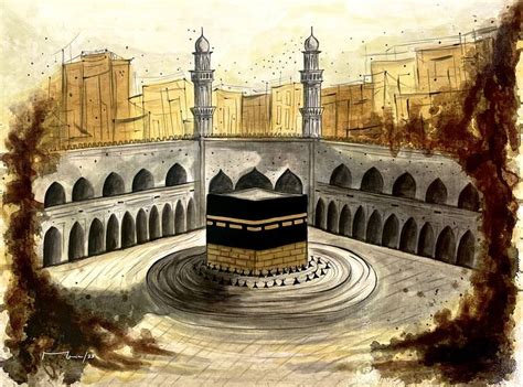 Tawaf e Kaaba (Kaaba Painting) Painting by Maria Riaz | Saatchi Art