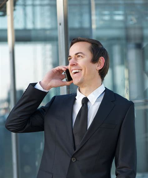 Portrait Of A Businessman Talking And Laughing On Mobile Phone Stock Image Image Of Looking