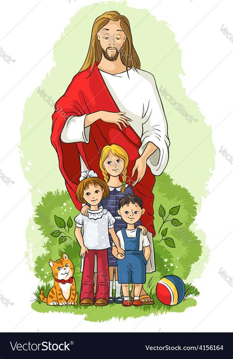 Jesus with children christian cartoon Royalty Free Vector