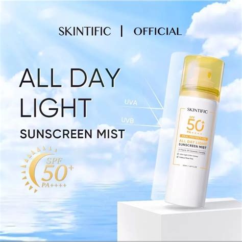 Jual Skintific All Day Light Sunscreen Mist Spf50 Anti Uv Wajahbody 50ml Shopee Indonesia