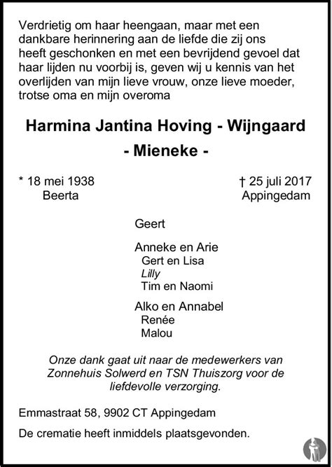 Harmina Jantina Mieneke Hoving Wijngaard 25 07 2017