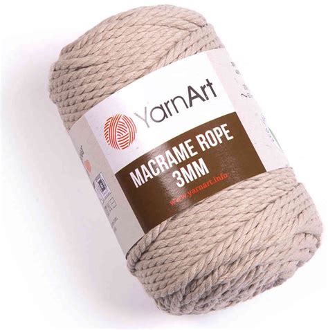 Пряжа YarnArt Macrame Rope 3mm холодный бежевый (753), 60%хлопок/ 40 ...